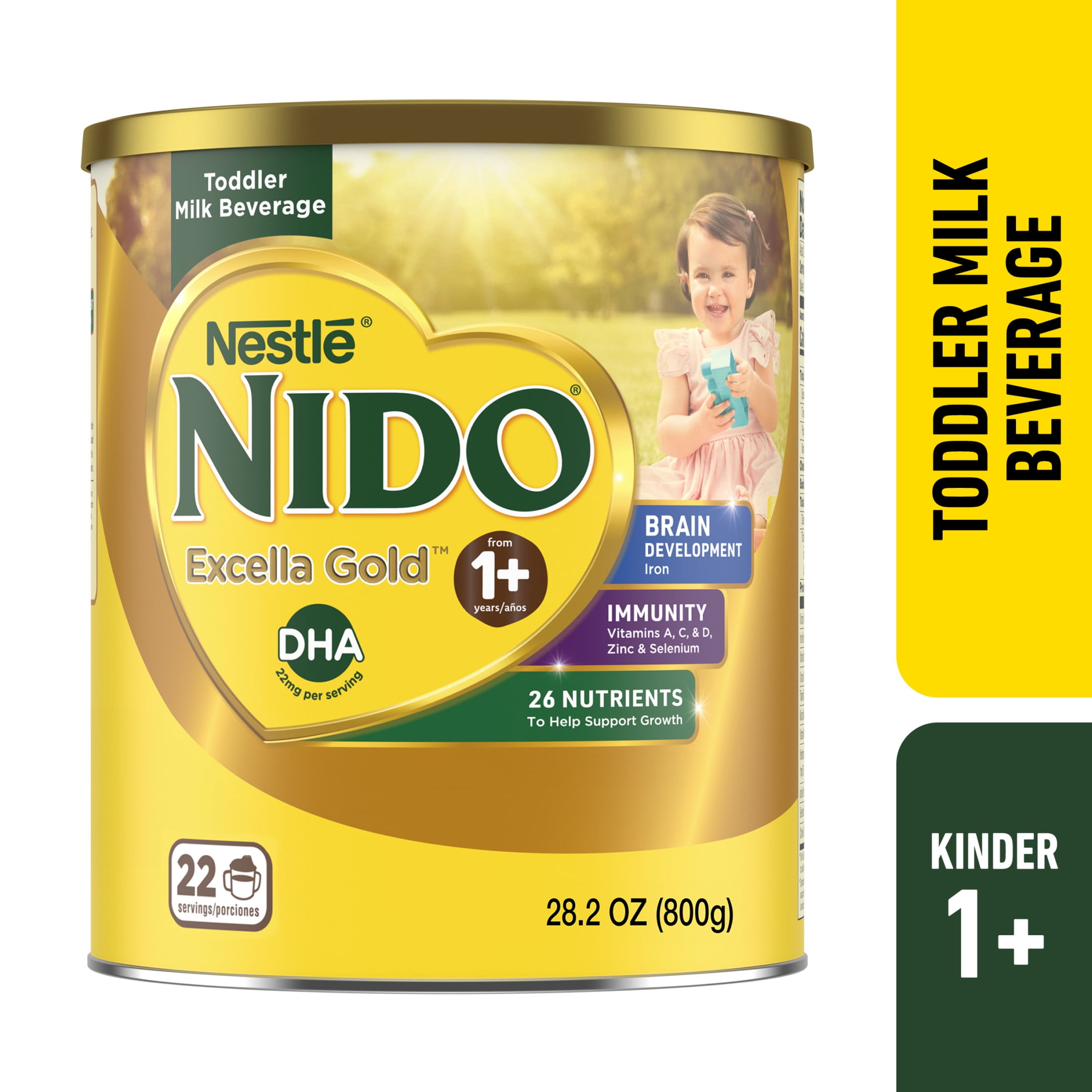 Nestl NIDO Excella Gold Original Toddler Milk Beverage Powder Mix, 22 Servings per Container, 88 Total Servings, 4x800g (3,200g)  1.76 lb.