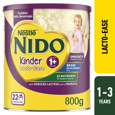 Nestlé NIDO Lacto-Ease Toddler Milk Beverage Powder Mix, Reduced Lactose, 22 Servings per Container, 132 Total Servings, 6 Pack 28.1 oz