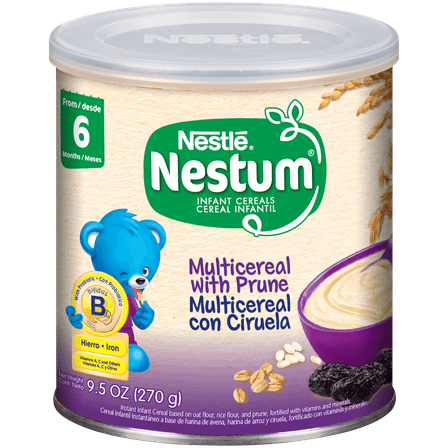 Nestlé Nestum Stage 2 Baby Cereal, Multicereal with Prune, 9.5 Ounce Canister