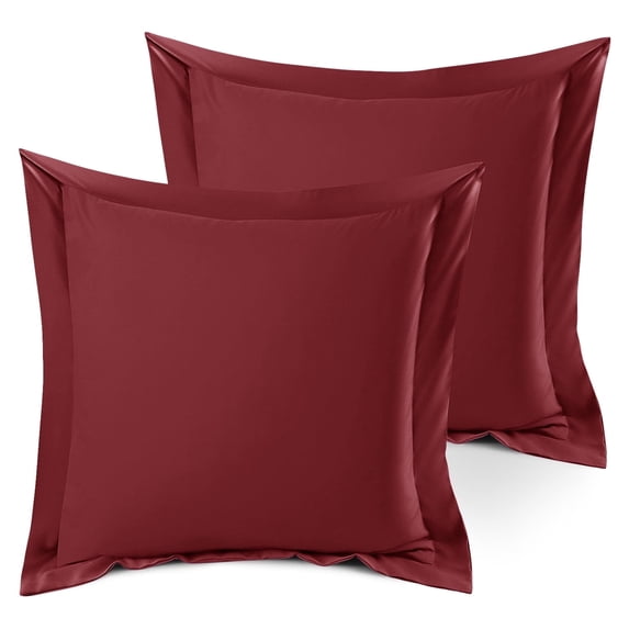 Nestl Pillow Sham Set of 2, Premium 1800 Series Double Brushed Bed Pillow Cases, Burgundy Red, Euro 18" X 18"