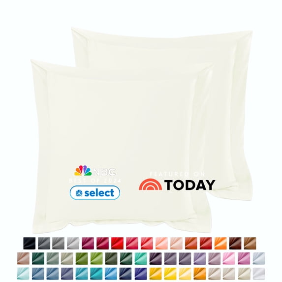 Nestl Pillow Sham Set of 2, Premium 1800 Series Double Brushed Bed Pillow Cases, Off White, Euro 26" X 26"