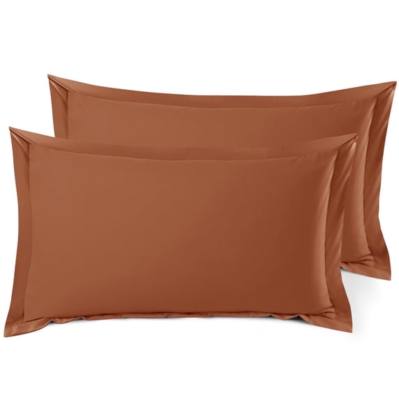 Nestl Pillow Sham Set of 2, Premium 1800 Series Double Brushed Bed Pillow Cases, Rust Orange Brown, King 20" X 36"