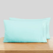 Nestl Pillow Cases, 1800 Series Luxury Soft Microfiber Queen/Standard Pillow Cases Set of 2 (20"x30"), Breathable & Easy Care Pillow Covers, Aqua Blue