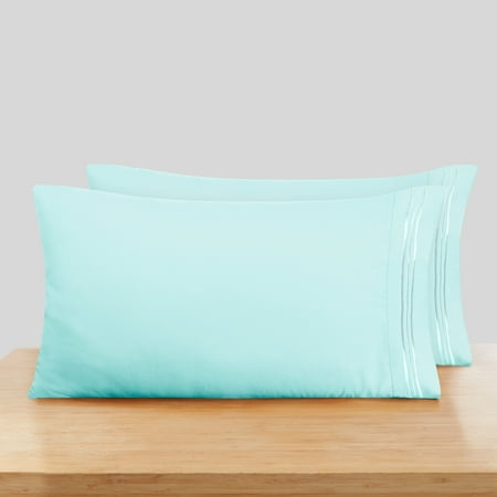 Nestl Pillow Cases, 1800 Series Luxury Soft Microfiber Queen/Standard Pillow Cases Set of 2 (20"x30"), Breathable & Easy Care Pillow Covers, Aqua Blue