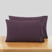 Nestl Pillow Cases, 1800 Series Luxury Soft Microfiber Queen/Standard Pillow Cases Set of 2 (20"x30"), Breathable & Easy Care Pillow Covers, Purple Eggplant