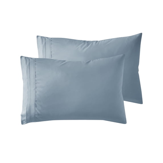Nestl Pillow Cases, 1800 Series Luxury Soft Microfiber Queen/Standard Pillow Cases Set of 2 (20"x30"), Breathable & Easy Care Pillow Covers, Stone Blue