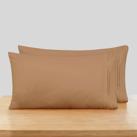 Nestl King Pillow Cases, 1800 Series Luxury Soft Microfiber King Size Pillow Cases Set of 2 (20"x40"), Breathable & Easy Care Pillow Covers, Mocha