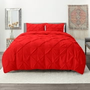 Nestl Down Alternative Comforter Set with Pillow Shams, Pinch Pleated Comforter, 2-Piece Bedding Set, Twin/Twin XL, Cherry Red