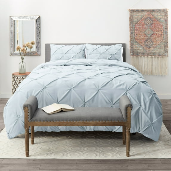 Nestl Pinch Pleat Duvet and Comforter Set - Down Alternative Comforter and Ultra Soft Microfiber Duvet Set Ice Blue Twin 3 Piece