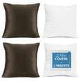 thumbnail image 1 of Nestl Plush 2 Pack Solid Decorative Microfiber Square Throw Pillow Cover with Throw Pillow Insert for Couch, Brown, 22" x 22", 1 of 1