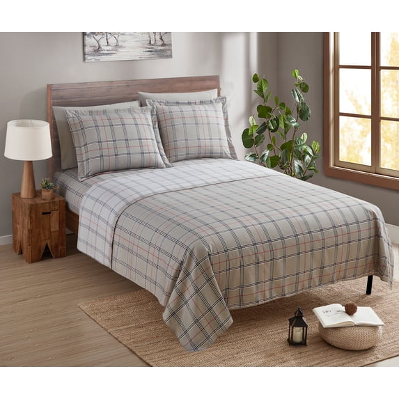 Nestl Full Size Sheets Set, 1800 Series Deep Pocket Bed Sheets Full 4 Piece, Luxury Soft Microfiber Full Sheets Sets, Burberry Gray