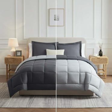 Nestl Queen Comforter Set, Bed in a Bag, 3 Pc Reversible Bedding Comforter sets, Bedding Set, Grey & Light Grey