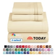 Nestl Queen Sheets Set, Instantly Soft, 4 Piece Deep Pocket Sheet Sets, Luxury Microfiber Bed Sheets, Beige Cream