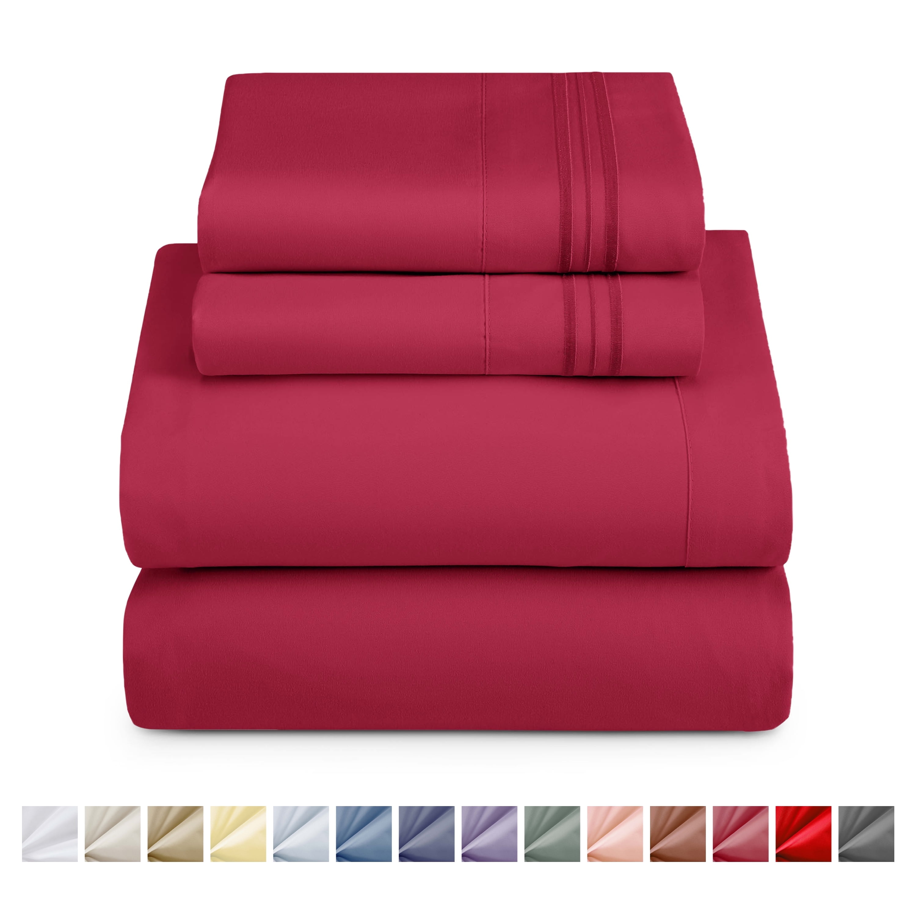 Queen Burgundy Red Deep Pocket Microfiber Sheet Set