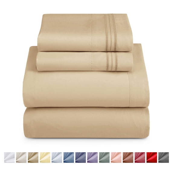 Nestl Queen Sheets Set, Instantly Soft, 4 Piece Sheets Queen Set, Luxury Soft Microfiber Queen Size Bed Sheets Set, Camel Gold