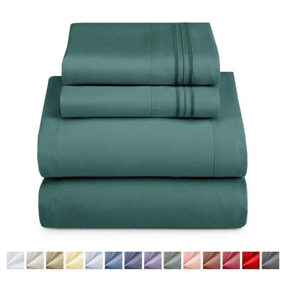 Nestl Queen Sheets Set, Instantly Soft, 4 Piece Sheets Queen Set, Luxury Soft Microfiber Queen Size Bed Sheets Set, Forest Green