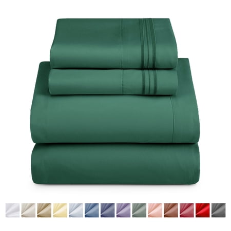 Nestl Queen Sheets Set, Instantly Soft, 4 Piece Sheets Queen Set, Luxury Soft Microfiber Queen Size Bed Sheets Set, Hunter Green