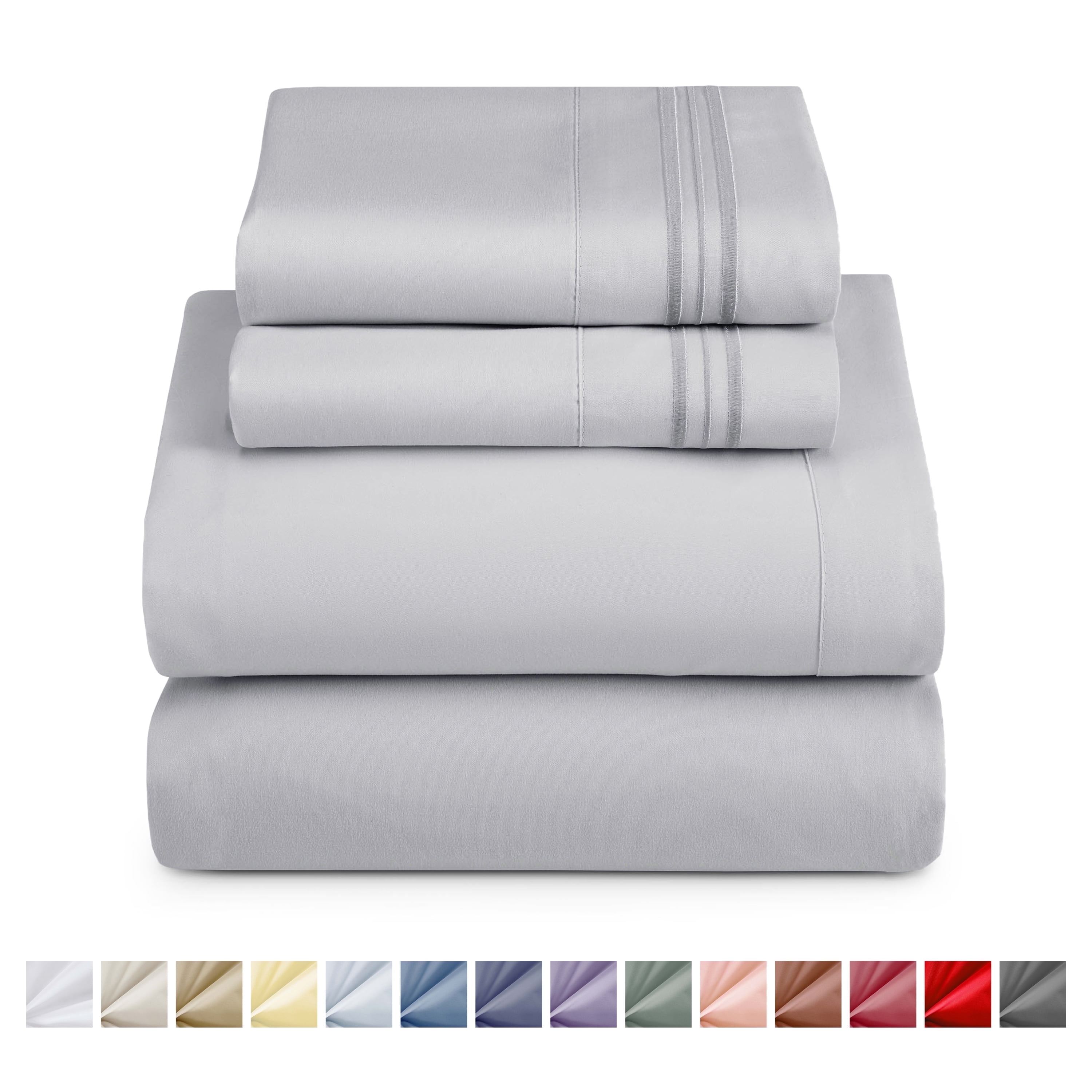 Nestl Queen Sheet Sets, 1800 Series Deep Pocket 4 Piece, Luxury Soft Microfiber Bed Sheet Sets, Silver Gray - Walmart.com