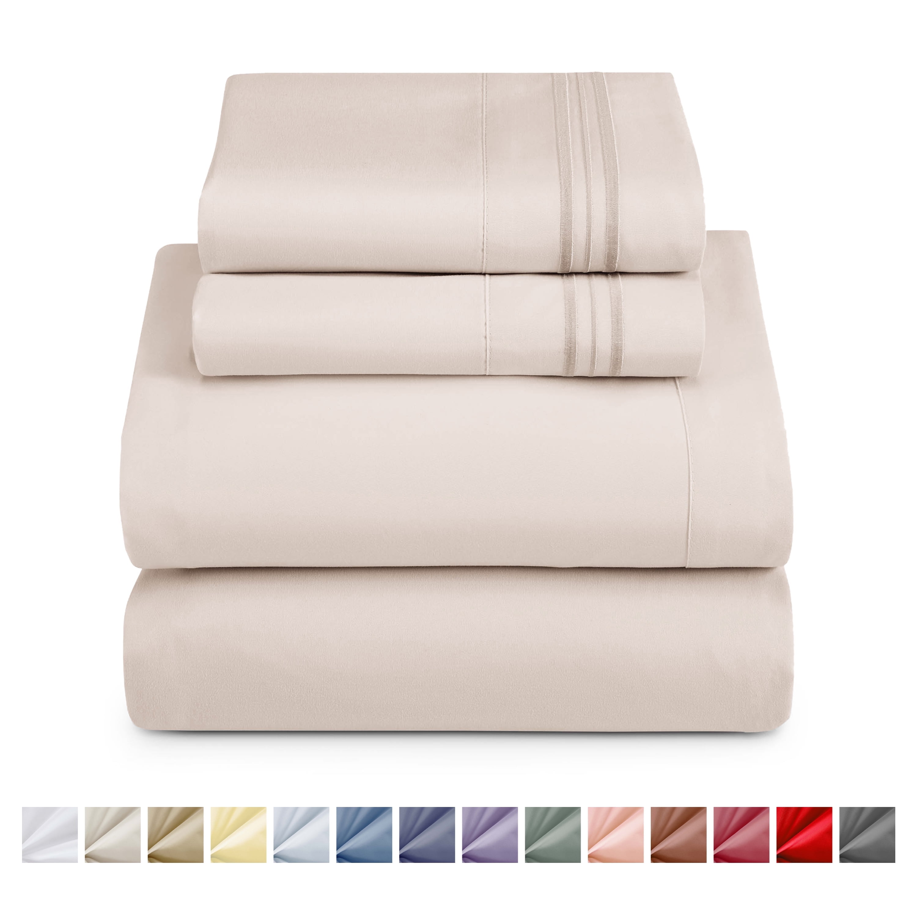 Nestl Queen Sheet Sets, 1800 Series Deep Pocket 4 Piece, Luxury Soft Microfiber Bed Sheet Sets, Beige Cream - Walmart.com