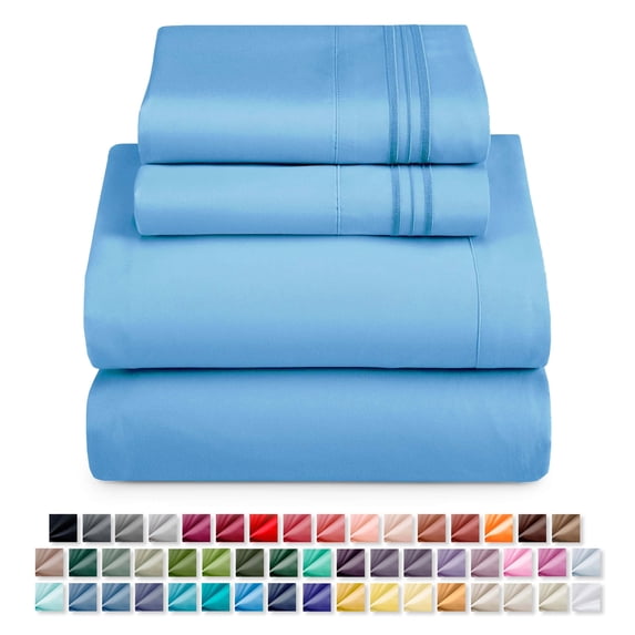 Nestl Queen Sheets Set, Instantly Soft, 4 Piece Sheets Queen Set, Luxury Soft Microfiber Queen Size Bed Sheets Set, Calm Blue