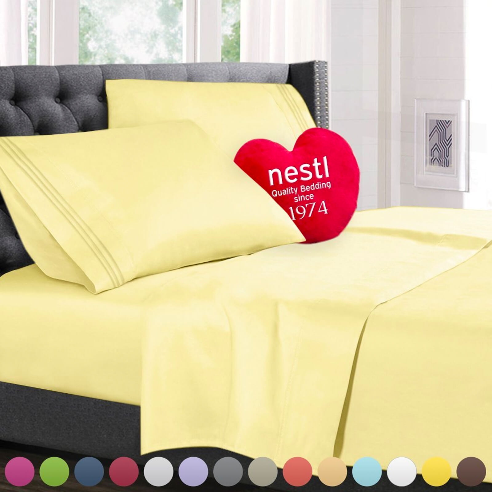 Nestl Luxury Queen Sheet Set - 4 Piece Extra Soft 1800 Deep Pocket Bed ...