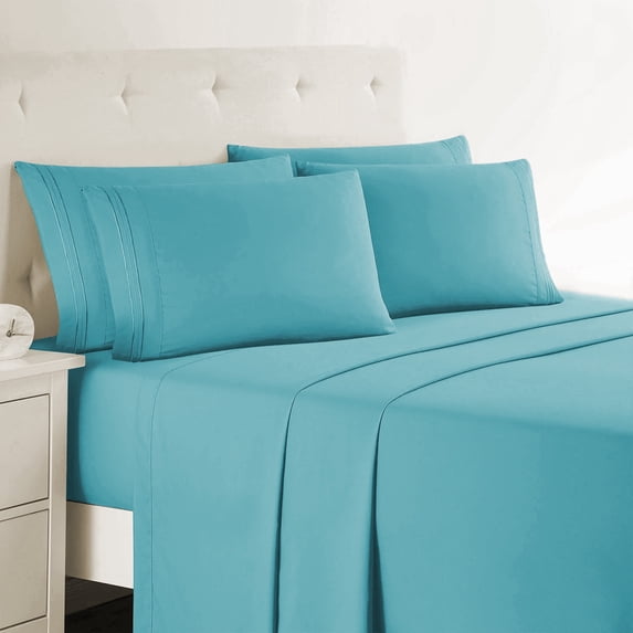 Nestl RV Queen Sheets Set, 1800 Series, 6 Piece Deep Pocket Sheets, Luxury Soft Microfiber RV Queen Size Bed Sheets Set, Teal Blue
