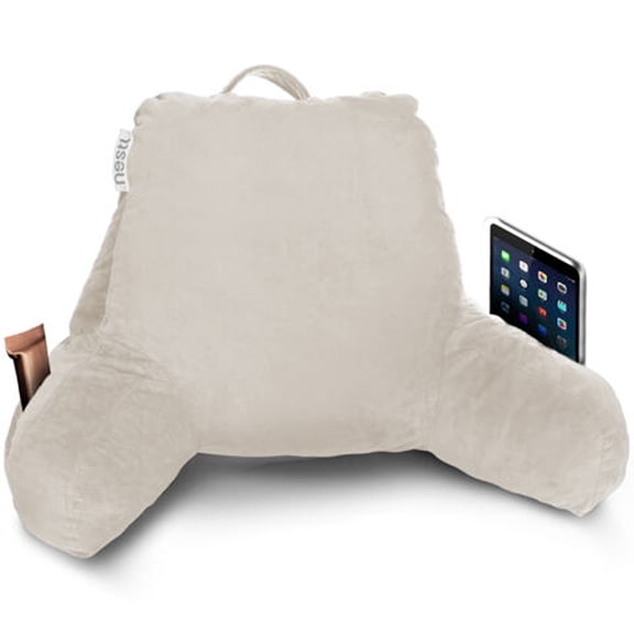 Nestl Reading Pillow for Kids & Teens, Bed Rest Back Pillow with Arms For Bed, Shredded Memory Foam Small Backrest Pillows, Linen