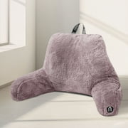 Nestl Reading Pillow, Backrest Pillows with Arms, Plush Faux Fur Back Pillow, Shredded Memory Foam Bed Rest Pillow, Dusty Purple
