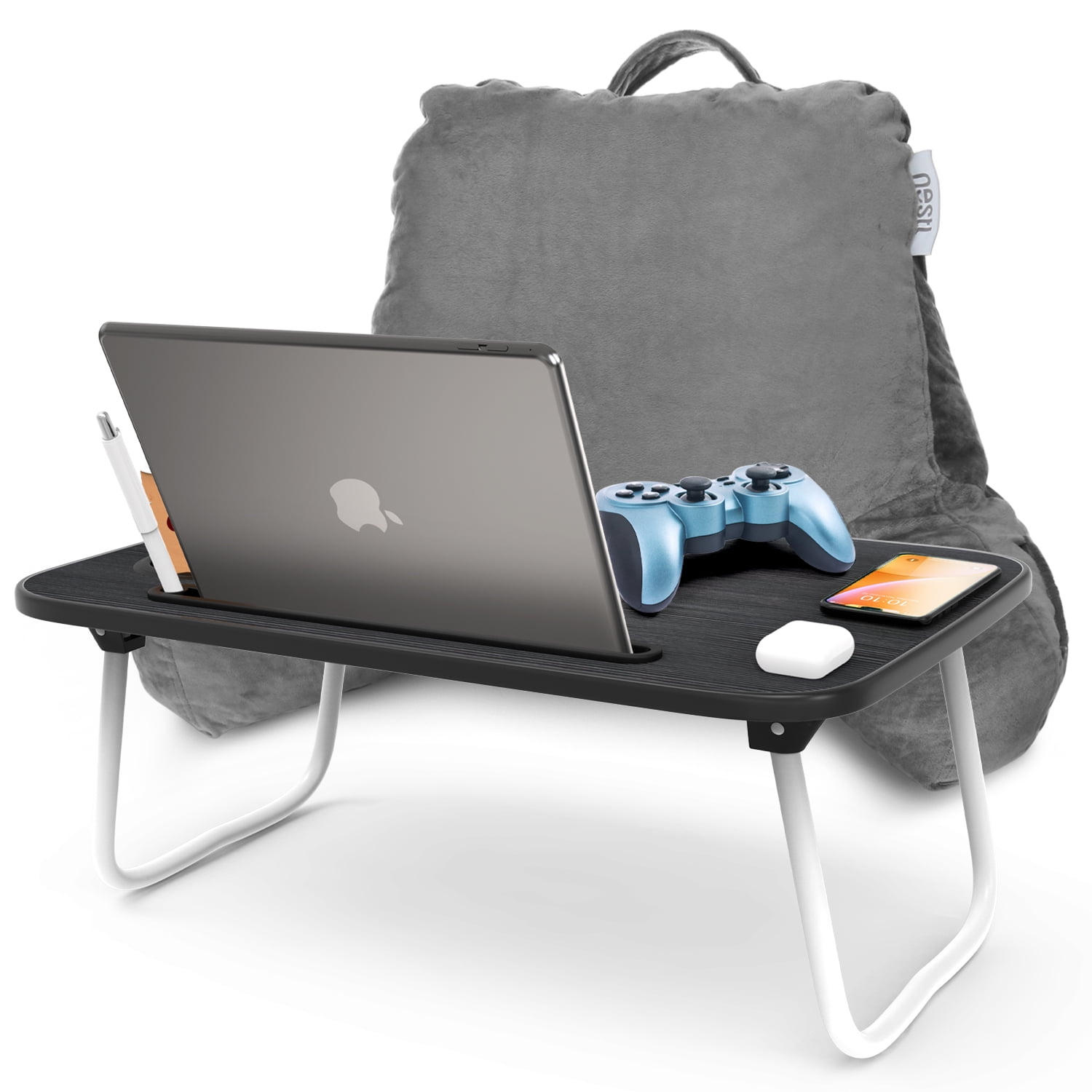 Network Rack Pillow Nestl Reading Pillow Bonus Portable Lap Desk Stand for Laptop, Back ...