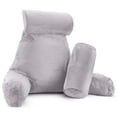 thumbnail image 1 of Nestl Reading Pillow, Extra Large Bed Rest Pillow with Arms – Premium Shredded Memory Foam TV Pillow, Detachable Neck Roll & Lumbar Support Pillow - Light Gray Lavender, 1 of 7