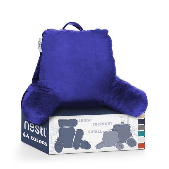 Nestl Reading Pillow for Kids & Teens, Bed Rest Pillows with Arms for Sitting in Bed, Shredded Memory Foam Small Backrest Support Pillow, Blue (Royal Blue)