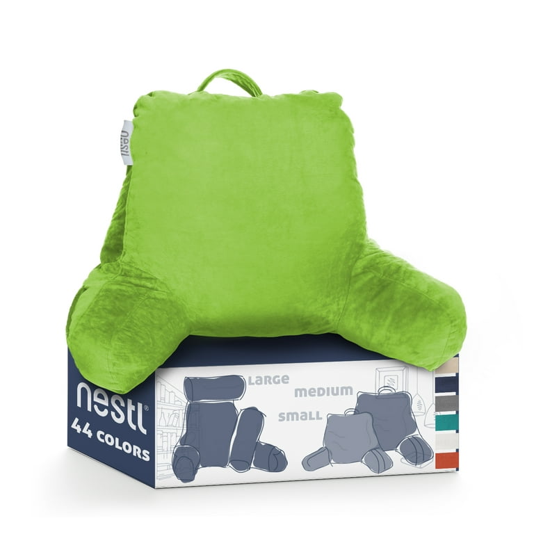 Nestl Reading Pillow for Kids & Teens, Bed Rest Pillows with Arms for Sitting in Bed, Shredded Memory Foam Small Backrest Support Pillow, Garden Green