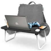 Nestl Reading Pillow Plus Portable Lap Desk Stand Bed Rest Pillow with Arms -Gray