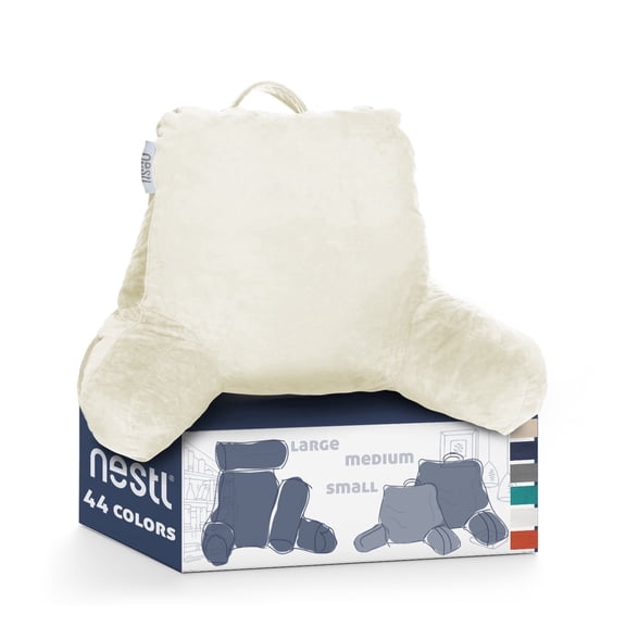 Nestl Reading Pillow for Kids & Teens, Bed Rest Back Pillow with Arms For Bed, Shredded Memory Foam Small Backrest Pillows, Off White
