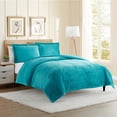 thumbnail image 1 of Nestl  Reversible Cut Plush Duvet Cover Set -  Soft Front Cut Plush Fleece & Back Brushed Microfiber Comforter Cover Teal Full 3 Piece, 1 of 5