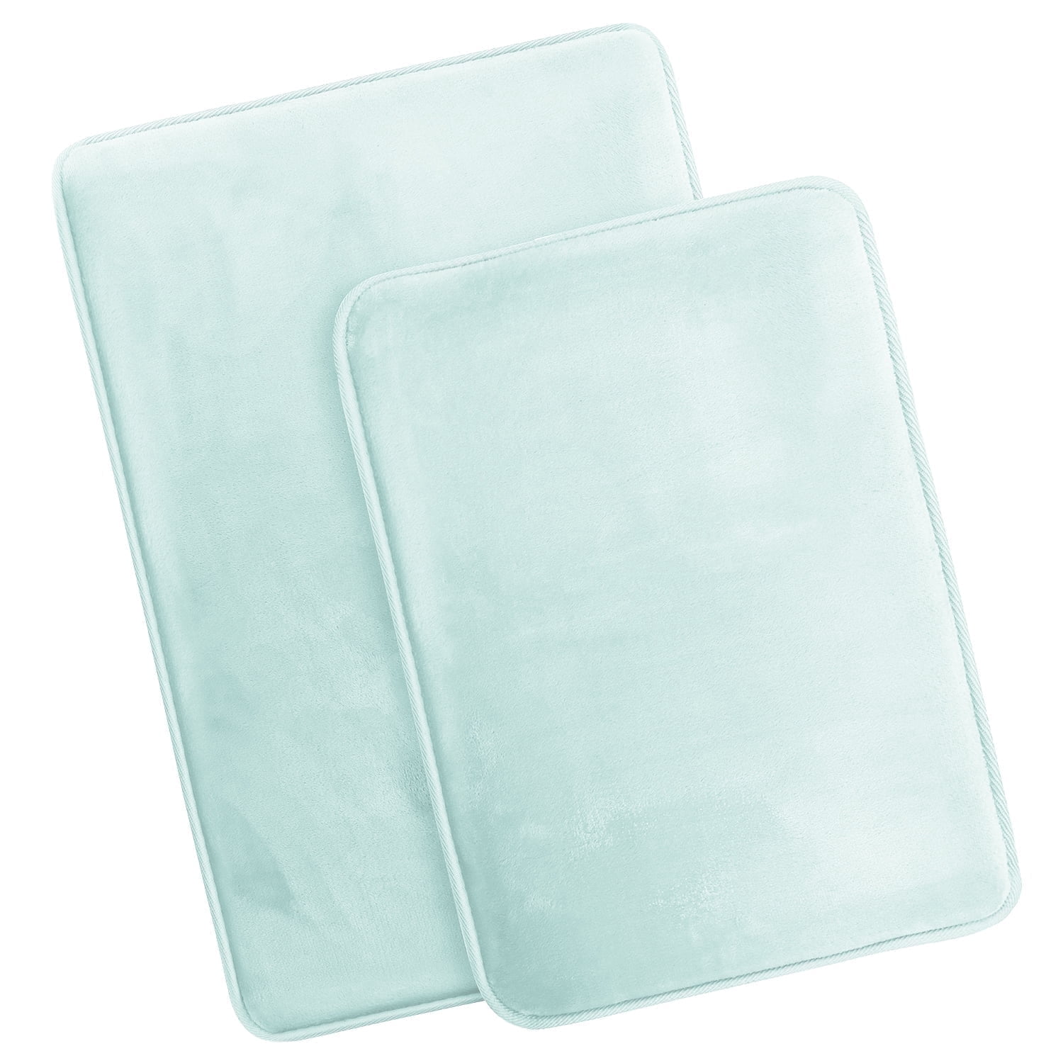 Nestl Set of 2 Absorbent Memory Foam Bath Mat Set Bathroom Rugs, Aqua, Large Size 20"x32" Small Size 17”x24”