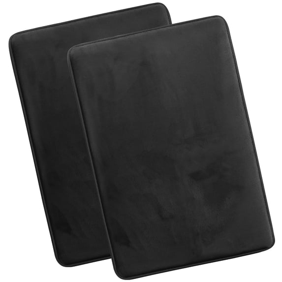 Nestl Set of 2 Absorbent Memory Foam Bath Mat Set Bathroom Rugs, Black, Large 20"x32"
