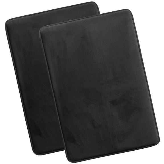 Nestl Set of 2 Absorbent Memory Foam Bath Mat Set Bathroom Rugs, Black, Large 20"x32"