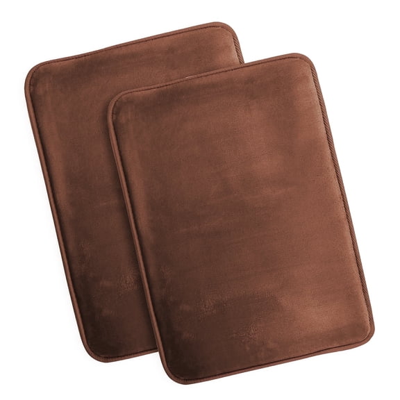 Nestl Set of 2 Absorbent Memory Foam Bath Mat Set Bathroom Rugs, Brown, Small 17"x24"