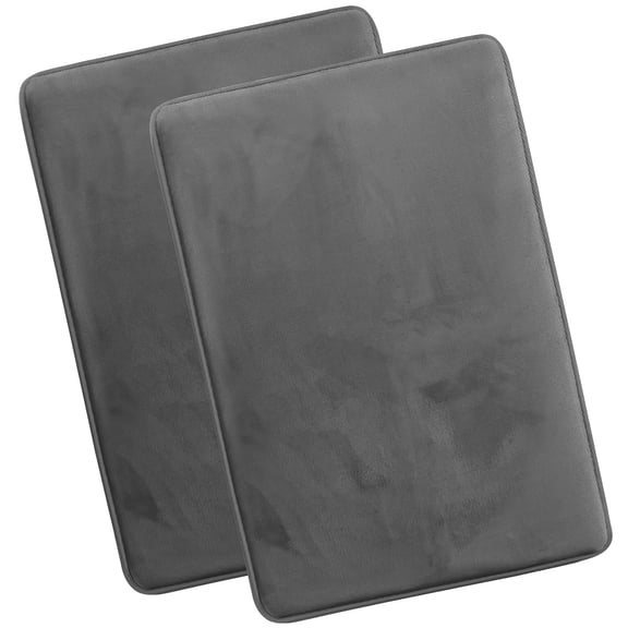Nestl Set of 2 Absorbent Memory Foam Bath Mat Set Bathroom Rugs, Gray, Large 20"x32"