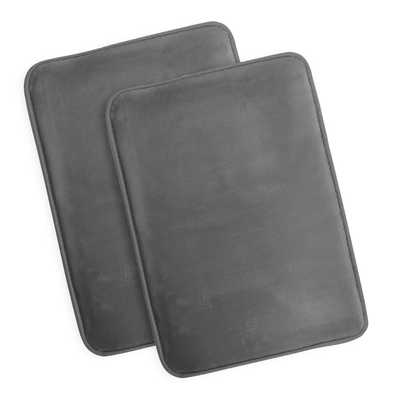 Nestl Set of 2 Absorbent Memory Foam Bath Mat Bathroom Rugs, Gray, Small 17"x24"