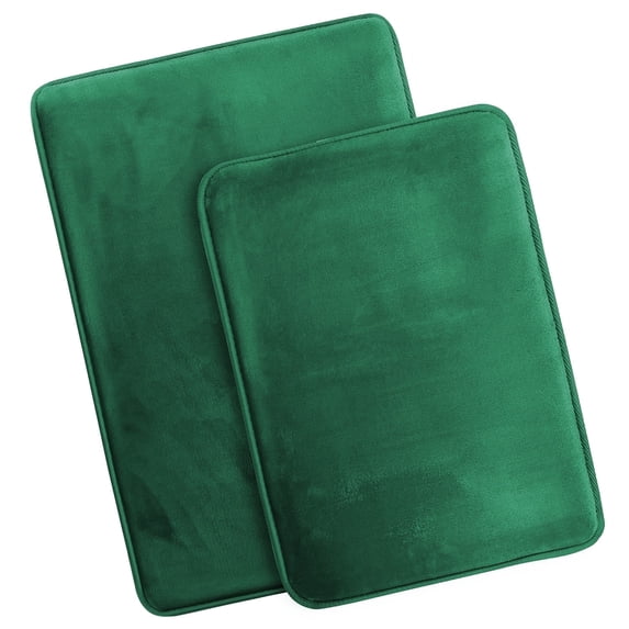 Nestl Set of 2 Absorbent Memory Foam Bath Mat Set Bathroom Rugs, Hunter Green, Large Size 20"x32" Small Size 17”x24”