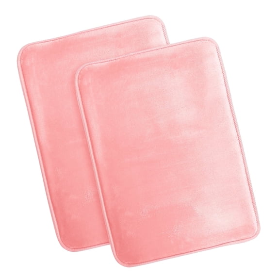 Nestl Set of 2 Absorbent Memory Foam Bath Mat Set Bathroom Rugs, Pink, Small 17"x24"