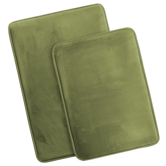 Nestl Set of 2 Absorbent Memory Foam Bath Mat Set Bathroom Rugs, Sage, Large Size 20"x32" Small Size 17”x24”