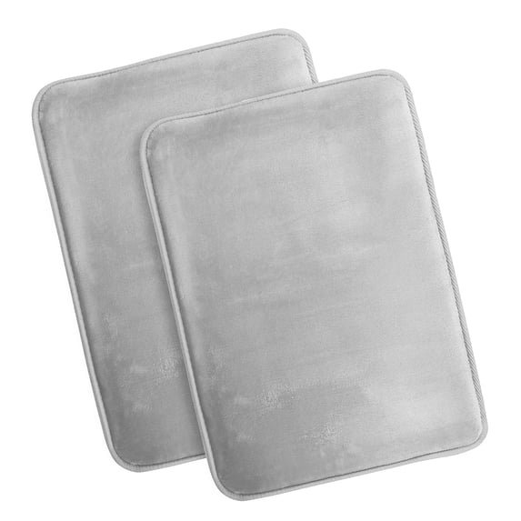 Nestl Set of 2 Absorbent Memory Foam Bath Mat Set Bathroom Rugs, Silver, Small 17"x24"