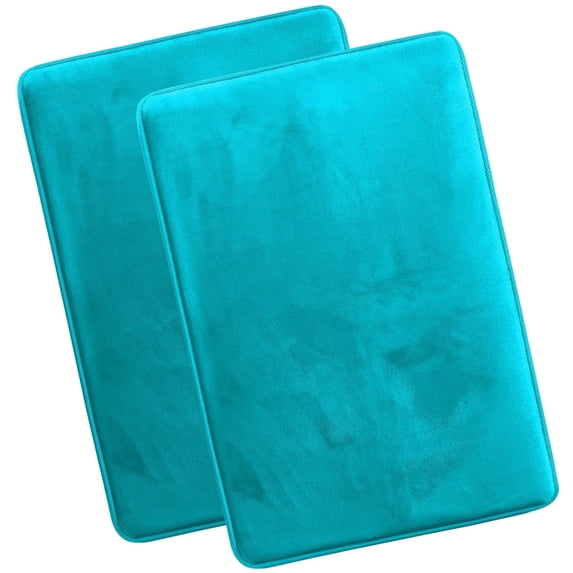 Nestl Set of 2 Absorbent Memory Foam Bath Mat Set Bathroom Rugs, Teal, Large 20"x32"