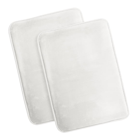 Nestl Set of 2 Absorbent Memory Foam Bath Mat Set Bathroom Rugs, White, Small 17"x24"