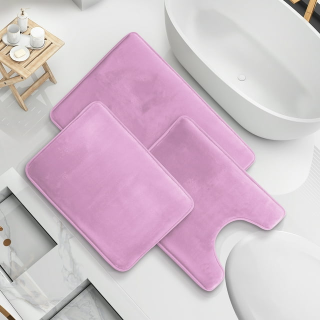 Nestl Quick Dry Memory Foam Bath Mat Set of 3, Small, Large & Contour