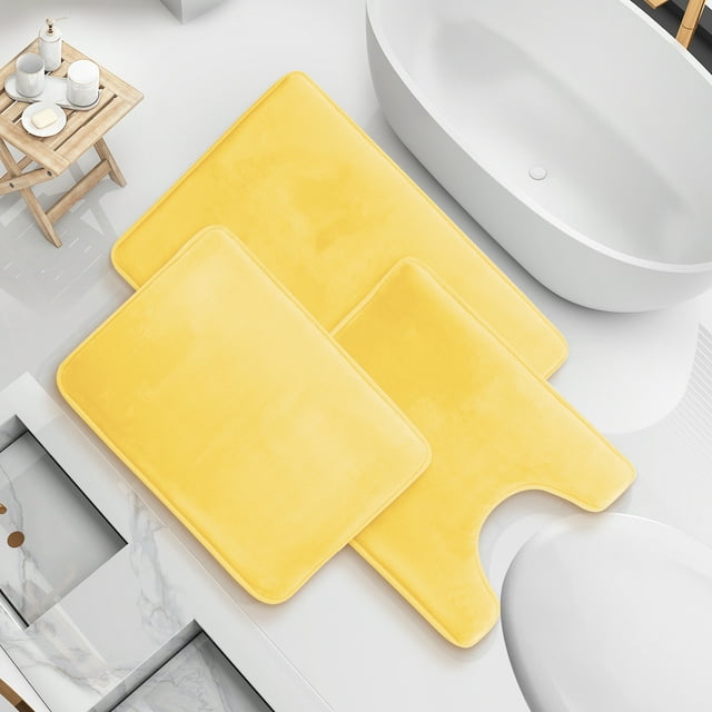 Nestl Set of 3 Absorbent Memory Foam Bath Mat Bathroom Rugs, Mellow