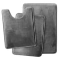 thumbnail image 1 of 3-Piece Memory Foam Bath Mat Set - Ultra Soft, Non-Slip & Absorbent Bathroom Rugs - Machine Washable, 3 Convenient Sizes(Gray), 1 of 11